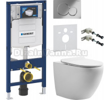 Комплект Унитаз подвесной STWORKI Кронборг KR-01up безободковый, с микролифтом, встроенный, фарфор, с горизонтальным выпуском + Крепления Geberit Duofix 111.815.00.1 к стене + Шумоизоляция + Инсталляция UP 320 111.300.00.5 + Кнопка Sigma 01 115.770.21.5 х