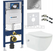 Комплект Унитаз подвесной beWash Bogen 88343601 со смесителем, системой микролифт, белый + Крепления Geberit Duofix 111.815.00.1 к стене + Шумоизоляция + Инсталляция UP 320 111.300.00.5 + Кнопка Sigma 01 115.770.21.5 хром