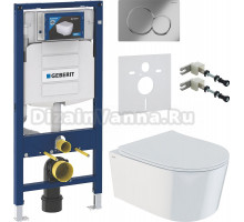 Комплект Унитаз подвесной IDDIS Stone + Крепления Geberit Duofix 111.815.00.1 к стене + Шумоизоляция + Инсталляция UP 320 111.300.00.5 + Кнопка Sigma 01 115.770.21.5 хром