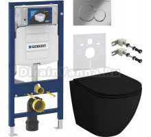 Комплект Унитаз подвесной Grossman GR-4455BMS безободковый + Крепления Geberit Duofix 111.815.00.1 к стене + Шумоизоляция + Инсталляция UP 320 111.300.00.5 + Кнопка Sigma 01 115.770.21.5 хром