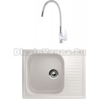 Комплект Мойка кухонная Ulgran U-202 -331 белая + Смеситель РМС SL123W SL123W-016F-1 белый, хром