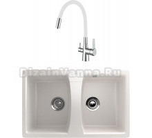 Комплект Мойка кухонная Ulgran U-402 -331 белая + Смеситель Haiba HB858-8 белый