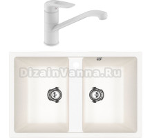Комплект Мойка кухонная Ulgran U-608 -341 ультра-белая + Смеситель IDDIS Male MALWT00i05 белый