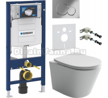 Комплект Унитаз подвесной Ceramicanova Balearica Rimless CN6000 белый + Крепления Geberit Duofix 111.815.00.1 к стене + Шумоизоляция + Инсталляция UP 320 111.300.00.5 + Кнопка Sigma 01 115.770.21.5 хром