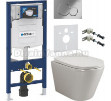 Комплект Унитаз подвесной Ceramicanova Highlight Rimless CN1804 с микролифтом, безободковый + Крепления Geberit Duofix 111.815.00.1 к стене + Шумоизоляция + Инсталляция UP 320 111.300.00.5 + Кнопка Sigma 01 115.770.21.5 хром