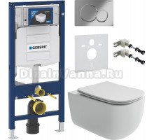 Комплект Унитаз подвесной Ceramicanova Noel + Крепления Geberit Duofix 111.815.00.1 к стене + Шумоизоляция + Инсталляция UP 320 111.300.00.5 + Кнопка Sigma 01 115.770.21.5 хром