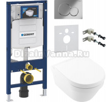 Комплект Унитаз подвесной Villeroy & Boch Architectura + Крепления Geberit Duofix 111.815.00.1 к стене + Шумоизоляция + Инсталляция UP 320 111.300.00.5 + Кнопка Sigma 01 115.770.21.5 хром