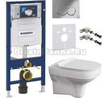 Комплект Унитаз подвесной Cersanit City Clean On DPL EO slim + Крепления Geberit Duofix 111.815.00.1 к стене + Шумоизоляция + Инсталляция UP 320 111.300.00.5 + Кнопка Sigma 01 115.770.21.5 хром