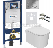 Комплект Унитаз подвесной Bauedge Bau Hotel PRO безободковый, с микролифтом, белый + Крепления Geberit Duofix 111.815.00.1 к стене + Шумоизоляция + Инсталляция UP 320 111.300.00.5 + Кнопка Sigma 01 115.770.21.5 хром