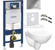 Комплект Унитаз подвесной Керамин Санти CDB00022946 безободковый, с микролифтом + Крепления Geberit Duofix 111.815.00.1 к стене + Шумоизоляция + Инсталляция UP 320 111.300.00.5 + Кнопка Sigma 01 115.770.21.5 хром