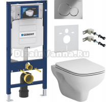 Комплект Унитаз подвесной STWORKI Берген HCBRG1700SC безободковый, с микролифтом + Крепления Geberit Duofix 111.815.00.1 к стене + Шумоизоляция + Инсталляция UP 320 111.300.00.5 + Кнопка Sigma 01 115.770.21.5 хром