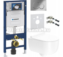 Комплект Унитаз подвесной STWORKI Ольборг HCOLB1700SC безободковый, с микролифтом + Крепления Geberit Duofix 111.815.00.1 к стене + Шумоизоляция + Инсталляция UP 320 111.300.00.5 + Кнопка Sigma 01 115.770.21.5 хром