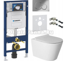 Комплект Унитаз подвесной BOND Oval F03-10 безободковый, с микролифтом + Крепления Geberit Duofix 111.815.00.1 к стене + Шумоизоляция + Инсталляция UP 320 111.300.00.5 + Кнопка Sigma 01 115.770.21.5 хром