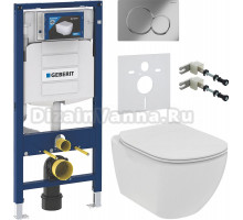 Комплект Унитаз подвесной Ideal Standard Tesi T536001 с микролифтом + Крепления Geberit Duofix 111.815.00.1 к стене + Шумоизоляция + Инсталляция UP 320 111.300.00.5 + Кнопка Sigma 01 115.770.21.5 хром