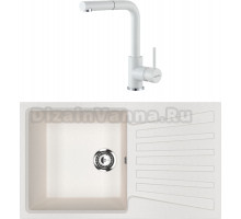 Комплект Мойка кухонная Ulgran U-703 -341 ультра-белая + Смеситель Paulmark Kassel Ka214311-431 белый матовый