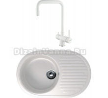 Комплект Мойка кухонная Ulgran U-107 -331 белая + Смеситель Paulmark Wetter We213030-431 белый матовый