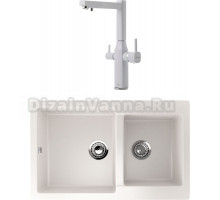 Комплект Мойка кухонная Ulgran U-505 -331 белая + Смеситель Shouder Unique 0170809 белый, хром