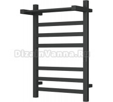 Полотенцесушитель электрический Bauedge Hotel Shelf R с полкой, 50х80, матовый черный RAL9005