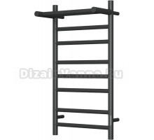 Полотенцесушитель электрический Bauedge Stil Shelf R 40х80, с полкой, матовый черный RAL9005