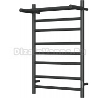 Полотенцесушитель электрический Bauedge Stil Shelf R 50х80, с полкой, матовый черный RAL9005