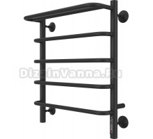 Полотенцесушитель электрический Larusso Стандарт КС П5 50х60 черный матовый, с полкой