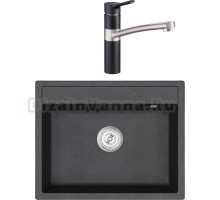 Комплект Мойка кухонная Emar Quartz + Смеситель 3011.12 Оникс