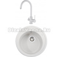 Комплект Мойка кухонная Kaiser KGM-510-W белая + Смеситель Merkur 26744-4 белый