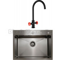 Комплект Мойка кухонная Kaiser KSM-6046 черная + Смеситель Topaz 17333-2 черный