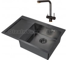 Комплект Мойка кухонная Zorg Inox PVD 7851 R grafit + Смеситель Inox SZR-7039 BR/GRAFIT бронза графит