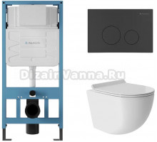 Комплект Aqueduto Ovo Tornado AQDS004T крышка-сиденье, кнопка смыва черная