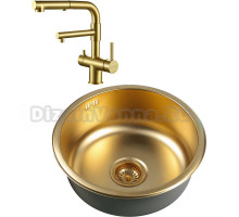 Комплект Мойка кухонная Zorg Inox PVD Inox Pvd SZR-450 bronze + Смеситель Sanitary SZR-3216 Bronze бронза