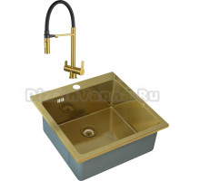 Комплект Мойка кухонная Zorg Inox PVD Inox Pvd SZR-51 BRONZE + Смеситель Sanitary SZR-3030 BRONZE бронза