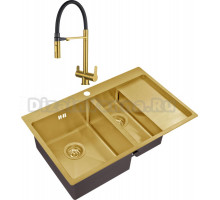 Комплект Мойка кухонная Zorg Inox PVD SZR 5178-2-L bronze + Смеситель Sanitary SZR-3030 BRONZE бронза