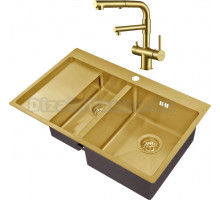 Комплект Мойка кухонная Zorg Inox PVD SZR 5178-2-R bronze + Смеситель Sanitary SZR-3216 Bronze бронза