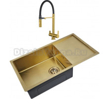 Комплект Мойка кухонная Zorg Inox PVD SZR-7844 BRONZE + Смеситель Sanitary SZR-3030 BRONZE бронза