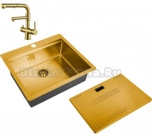 Комплект Мойка кухонная Zorg Master N-5952 Bronze + Смеситель Sanitary SZR-3216 Bronze бронза