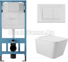 Комплект Aqueduto Macio AQDS012 крышка-сиденье, кнопка смыва белая