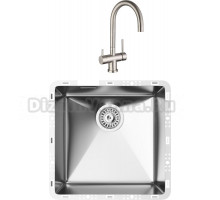 Комплект Мойка кухонная TopZero TZ RS 400 нержавеющая сталь + Смеситель TPZ 302 нержавеющая сталь