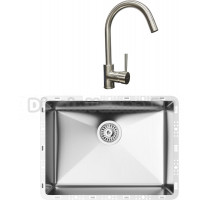 Комплект Мойка кухонная TopZero TZ RS 550 нержавеющая сталь + Смеситель WIX 203 нержавеющая сталь