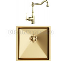 Комплект Мойка кухонная TopZero TNL ColorX 400 GOLD золото + Смеситель Rubato золото
