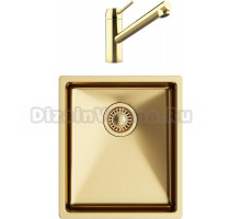 Комплект Мойка кухонная TopZero TNL ColorX 340 GOLD золотая + Смеситель Matto золото
