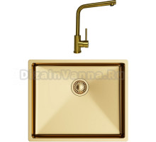 Комплект Мойка кухонная TopZero TNL ColorX 500 GOLD золото + Смеситель TPZ 201 золото