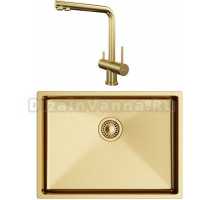 Комплект Мойка кухонная TopZero TNL ColorX 550 GOLD золото + Смеситель TPZ 301 золото