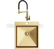 Комплект Мойка кухонная TopZero TNL ColorX TNL450.505 GOLD золото + Смеситель TPZ 305 золото