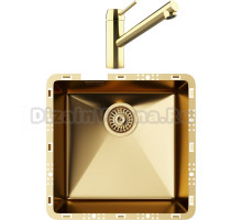 Комплект Мойка кухонная TopZero TZ RS 400 золото + Смеситель Matto золото