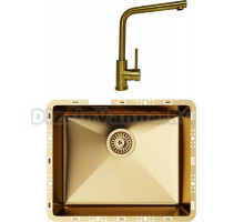 Комплект Мойка кухонная TopZero TZ RS 500 золото + Смеситель TPZ 201 золото
