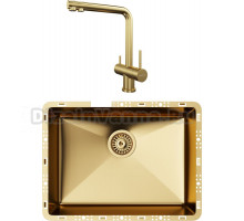 Комплект Мойка кухонная TopZero TZ RS 550 золото + Смеситель TPZ 301 золото