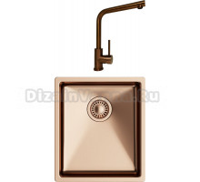 Комплект Мойка кухонная TopZero TNL ColorX 340 GOLD ROSE медь + Смеситель TPZ 201 медь