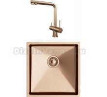 Комплект Мойка кухонная TopZero TNL ColorX 400 GOLD ROSE медь + Смеситель TPZ 301 медь