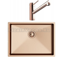 Комплект Мойка кухонная TopZero TNL ColorX 550 GOLD ROSE медь + Смеситель Matto медь
